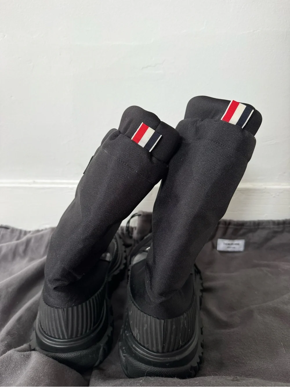 Thom Browne Black Men's Snow & Rain Lace-Up Boots
